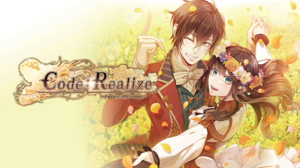 Title image of the otome game "Code Realize: Future Blessings" giving an example of a popular fandisc.