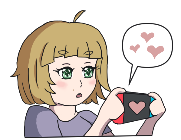 Anime style portrait of a girl playing a Nintendo Switch