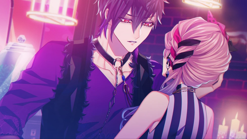 CG with a focus on Allan Melville touching Lynette's cheek.