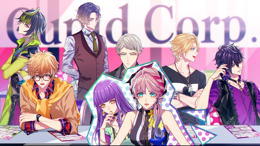 A showcase of the five Cupid Parasite love interests along with Lynnette, this time zoomed out sitting at a table.