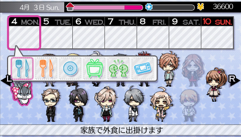 An example of the schedule and calendar system in-game.