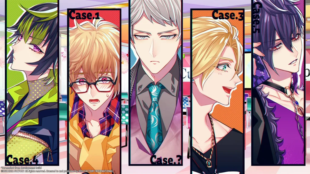 Portraits of the five love interests in "Cupid Parasite."