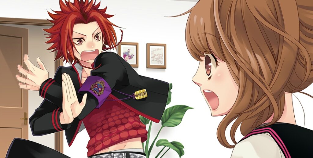 Yusuke's first meeting with Ema, both of them very shocked.