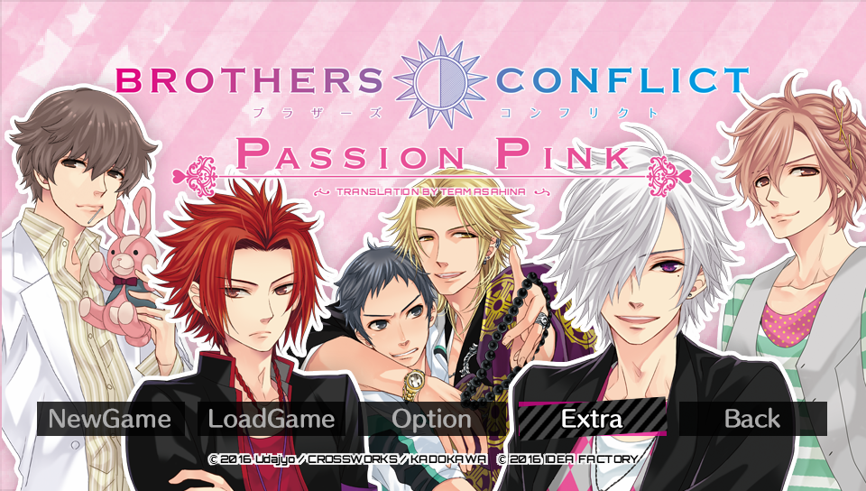 Start up page for Brothers Conflict Passion Pink