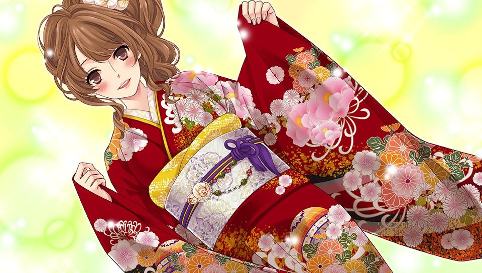 Ema Asahina from Brothers Conflict dressed in a New Year's kimono