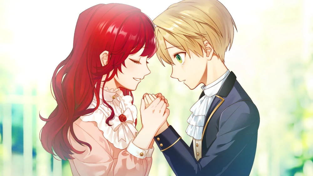  A very young Anastasia and Lucien holding hands and touching their foreheads together.