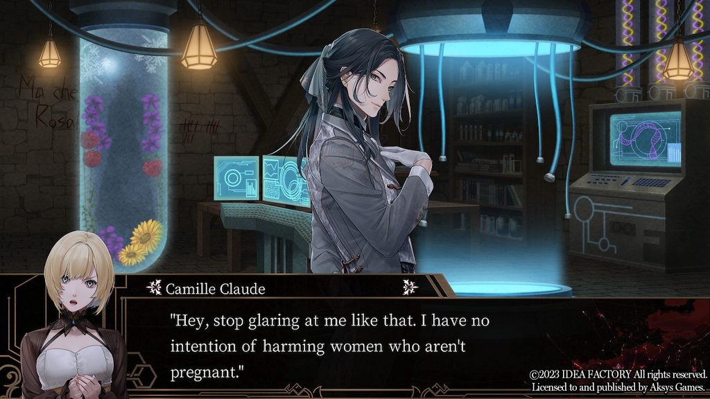Slightly comical moment in Virche Evermore - Error: Salvation where Jean claims "I have no intention of harming women who aren't pregnant."