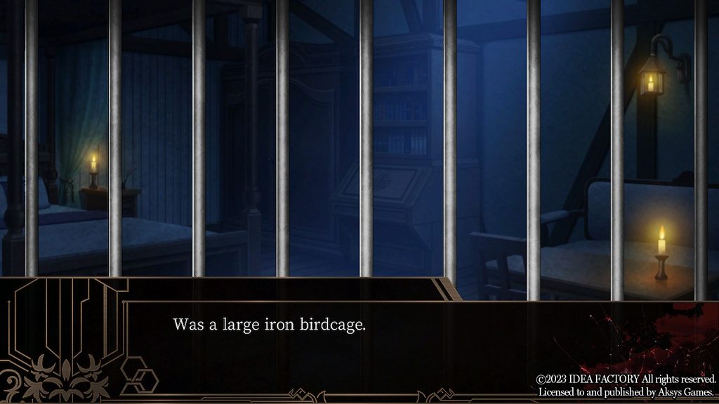 Bars over the game screen in Virche Evermore - Error: Salvation showing that Ceres is now in the large birdcage.