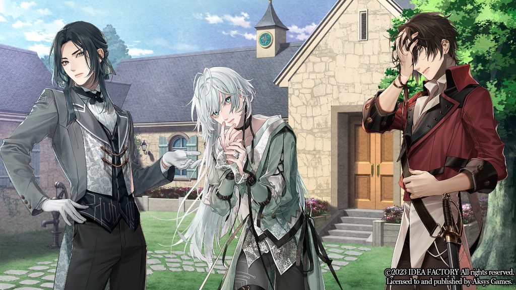 Three characters sprites from Virche Evermore - Error: Salvation with the previously mentioned dramatic poses.
