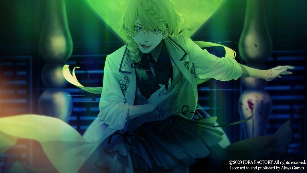 Dahut, revealed to be the villain, dramatically bows in his secret lab in the climatic scene of Virche Evermore - Error: Salvation.
