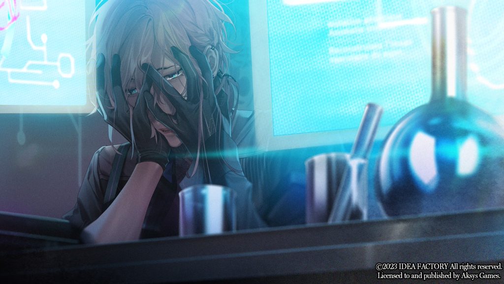Scien holding his head in his hands, distraught.