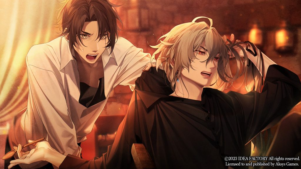 Ankou and Adolphe bickering in a CG from Virche Evermore - Error: Salvation.