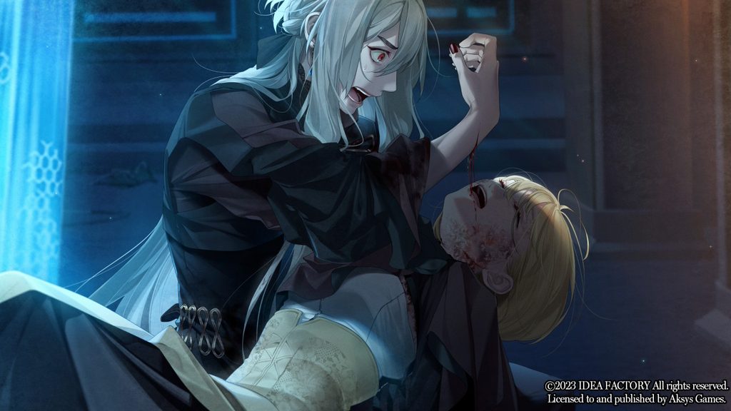 Ankou frantically attempting to save Ceres's life by feeding her his blood.