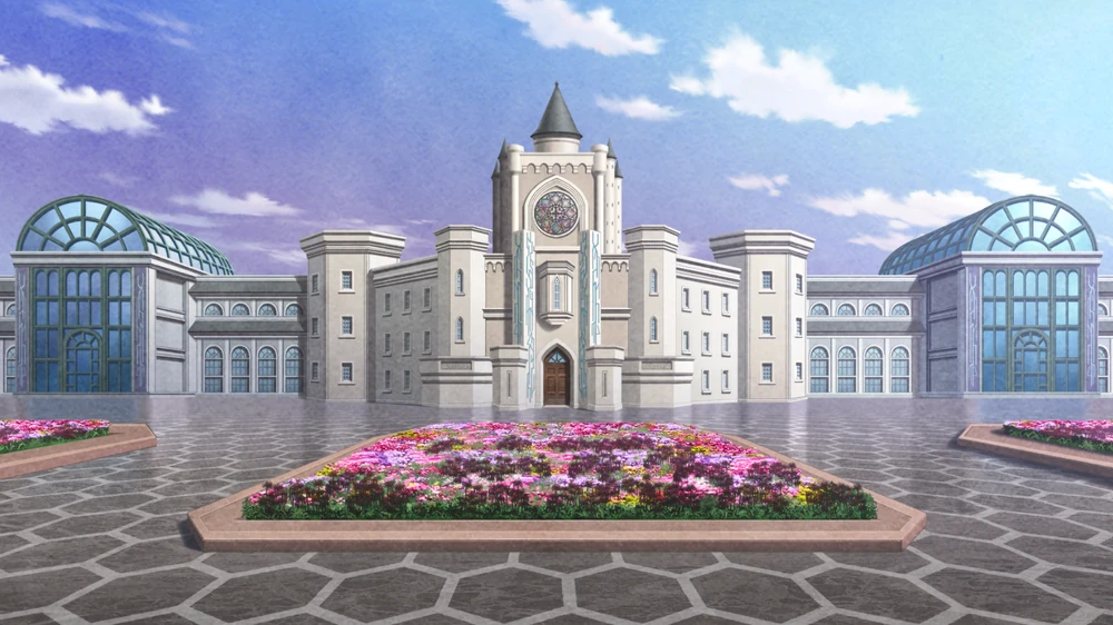 A large white building that is the central institute location in Virche Evermore - Error: Salvation.