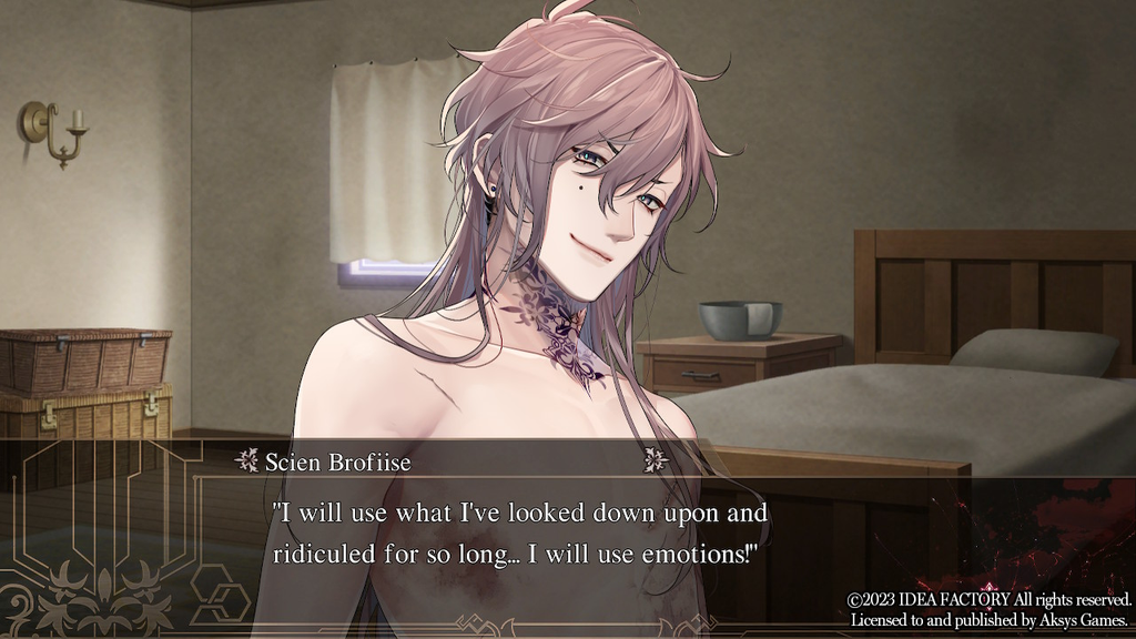 Scien, as a sprite and not in a CG image from Virche Evermore - Error: Salvation, realizing that emotional are valuable.