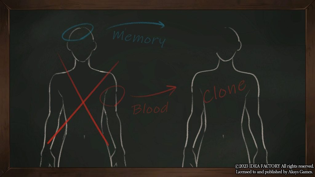 Simple explanation of the reliver process on a chalkboard, illustrated in Virche Evermore - Error: Salvation.